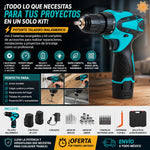 Taladro Inalámbrico Profesional con 2 Baterías + 24 Accesorios y Maletín